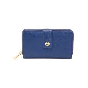 VALENTINA Blue Made In Italy Leather Large Tab Tooled Wallet